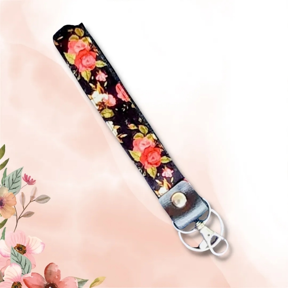 Cute Floral Keychain | Black, Pink & Red | Accessories | Keys | NEW | NWOT |